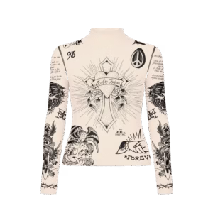 Tule Feminino Bege "Tattooed Skin" Ed Hardy x Matuê
