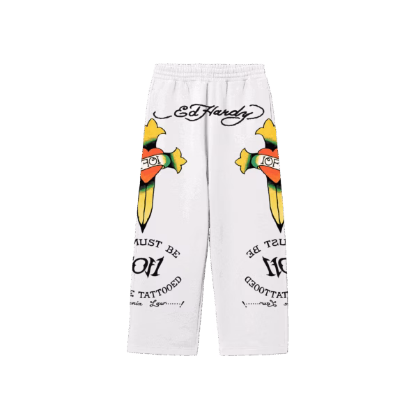 1of1 Ed Hardy “Love Is A Gamble” Off White Sweatpants